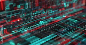 Abstract hi-tech background made of rectangular shapes and lines. data flow and geometric forms with motion. 4K loop, 3D rendering