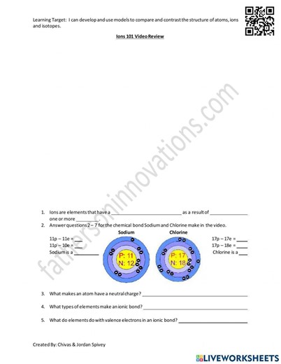Ions 101 video notes interactive worksheet