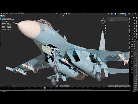 Fighter jet 3D modeling process (Su-27 Flanker). Blender timelapse.