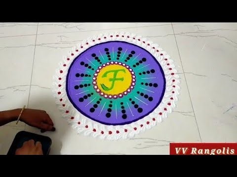 F Letter Rangoli Design | 3d Alphabet Rangoli Design