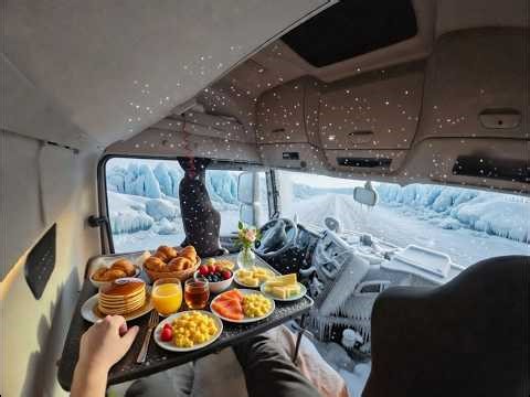 POV Drive: Truck Breakfast at -10°C Before Crossing 3 Countries
