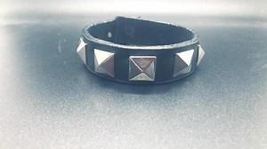 Black Leather Bracelet With Pyramid Rivets | Collar Button Clasp | Handmade Gothic Rock - Etsy