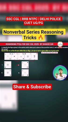 Non Verbal Series Reasoning Tricks 🔥 | SSC CGL | RRB NTPC | Delhi Police #shorts #ssccgl #rrbntpc