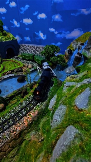 Miniature Steam Train Passing Through Rice Fields | Realistic Diorama#Shorts#Miniature#Train#Model
