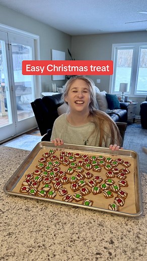 Ruby loves making this super easy Christmas treat every year. Enjoy! 🥨 🎄 #HolidayBaking #ChristmasCookies #Blind #Disabled #Disability