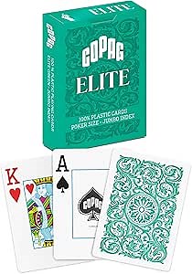 Copag Elite 100% Plastic Playing Cards, Poker Size (Standard) Jumbo Index Single Deck (Green)