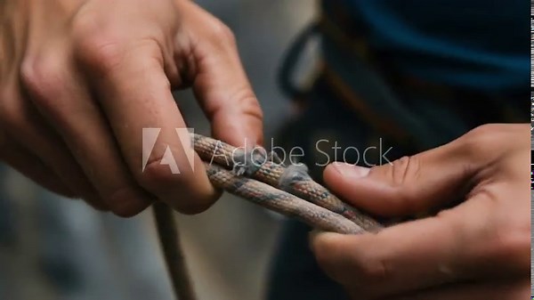 Hands tying a knot on a rope