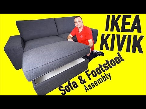 IKEA KIVIK Three seat sofa with IKEA KIVIK Footstool with storage Assembly instructions
