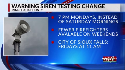 Minnehaha County to change time of warning siren tests