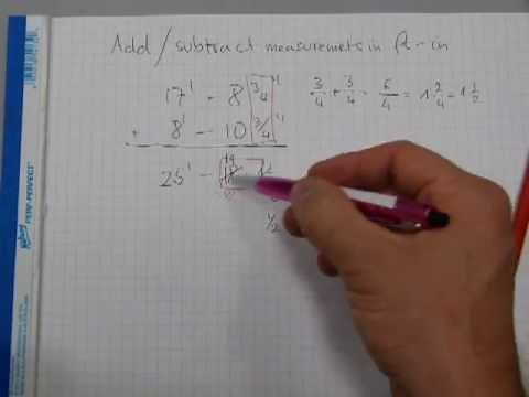 Add and subtract measurements in feet-inches