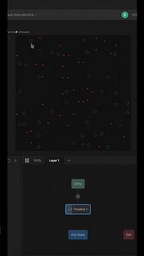 ‪@Rive_app‬ randomise feature used generating random particles #rive #animation #particles