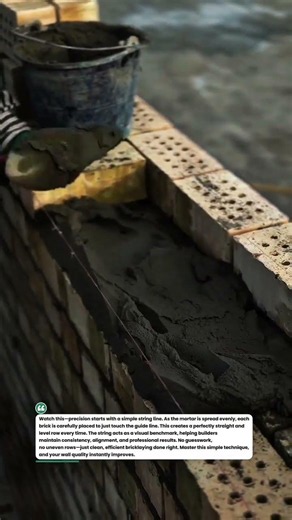Perfect Brick Laying Line Guide Trick #construction #masonry #brickwork