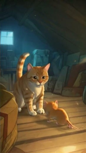 cat attacking a rat (anime version)