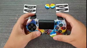 Silicone Skin Cover for Ps4 Controller (1pc Anti-Slip Case, 1 Pair L2 R2 Trigger Extender, 4pcs Thumb Grips,4pcs LED Light Bar Decal) Protector for DualShock PS4/ Slim/Pro Controller (Graffiti)