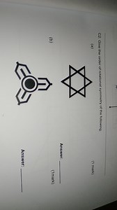 Give the order of rotational symmetry of the following:(a) !I... | Filo