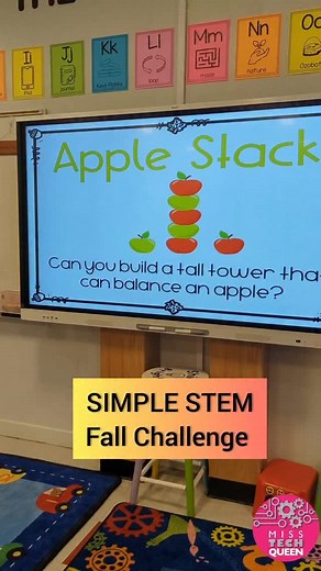 STEM Ideas from MissTechQueen® on Instagram: "Celebrate Johnny Appleseed Day and all Fall long! This activity is easy to set up and gets students balancing, counting and creating! ⭐ Comment APPLE for the link 🍎🍏 Grab blocks, LEGO, cardboard... Whatever you have! You can use pom poms for apples or order some small vase filler apples. #apple #stemeducation #stemteachers #tpt #elementary #stemideas #fallstem #johnnyappleseed"