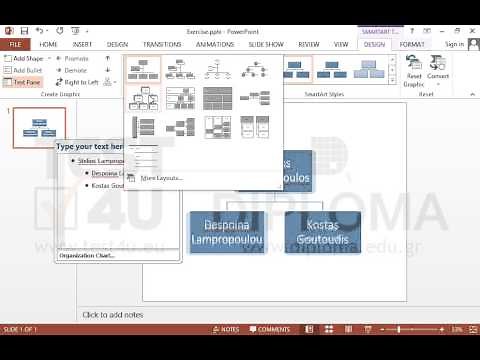 Change the layout of the SmartArt object into a Hierarchy layout.