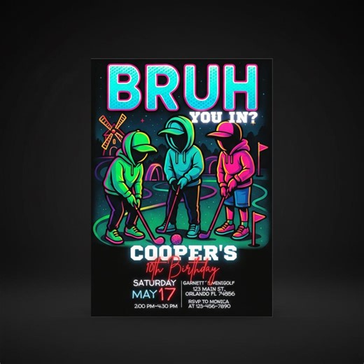 Mini Golf Birthday Invitation Template for Canva – Editable Kids Golf Party Invite – Putt Putt - Etsy