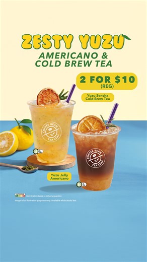 The Coffee Bean & Tea Leaf SG on Instagram: "Refresh your day with #CoffeeBeanSG’s zesty Yuzu Americano and Cold Brew Tea! For a limited time only, enjoy our Yuzu Jelly Americano or Yuzu Sencha Cold Brew Tea with Jelly & Chia Seeds at 2 for just $10 - both drinks are available in Original or Sparkling for the perfect pick-me-up ✨ Grab yours from 7 Oct at your nearest #CoffeeBeanSG store while stocks last! Store exclusions and terms apply."