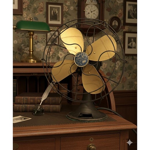 Vintage Emerson Electric Desk Fan Brass Blades Black Cage Cast Iron Base 4 Blade - Etsy