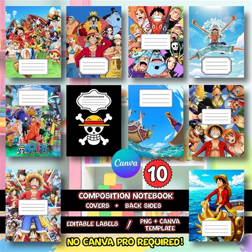 Anime Composition Notebook Covers: Printable Back to School Canva Template, Custom Composition Book Cover - Etsy