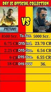 Dhurandhar vs Pathan Day 15 Official Produce Figure Worldwide Collection Comparison #shorts।।