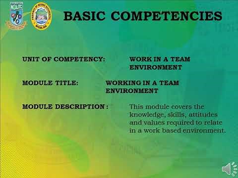Tesda / Basic Competencies /Work in a Team Environment