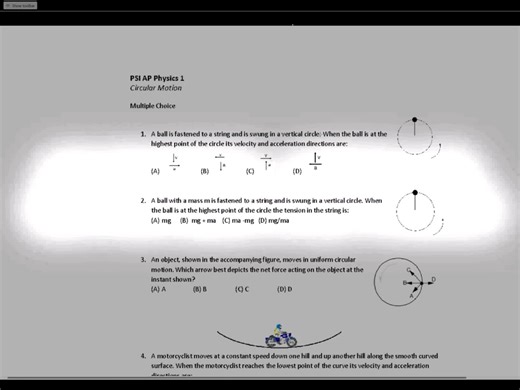 AP Physics 1 Circular Motion Multiple Choice #apphysics1 #fyp