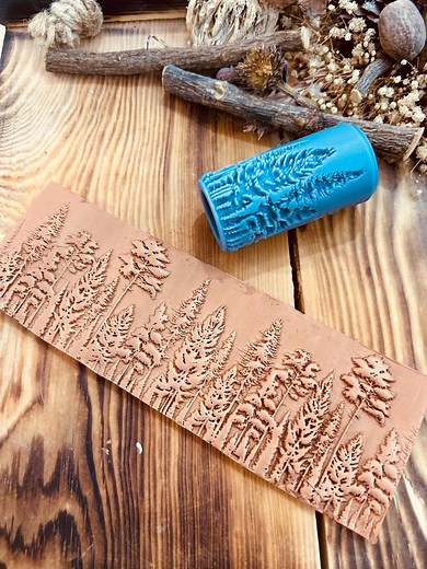 Forest Scene Texture Roller: Polymer Clay, Ceramic Embossing Tool - Etsy