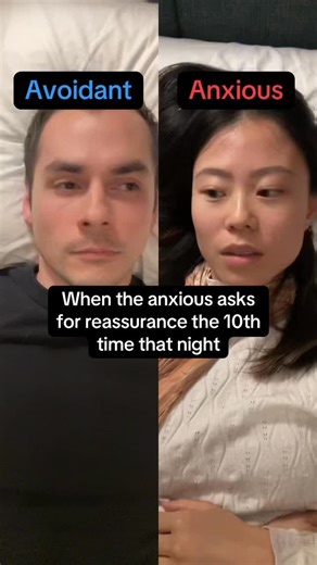 Attached App on Instagram: "They’re both hearing different things based on how they each learned and received love as kids. Both trying to feel safe Which is you? . . . #anxious #avoidant #attachmentstyle #therapy #traumahealing"