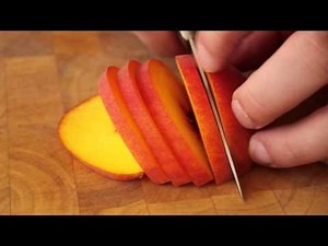 How to Slice a ripe peach with a forward cut