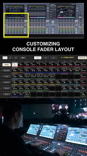 Harold Kang | Audio Engineer on Instagram: "Customizing Console Fader Layout⁣ ⁣ Probably one of the most underrated aspects of mixing live! Set yourself up for a more efficient workflow! Make channels easily accessible so you can focus on more important things! This video shows our setup. This works for us. If your console allows, customize a layout that works for you!⁣ ⁣ .⁣ .⁣ .⁣ .⁣ .⁣ .⁣ .⁣ .⁣ .⁣ .⁣ .⁣ ⁣ #mixingtips #audio #audioengineering #soundengineer #mixingengineer #livesoundengineer #au