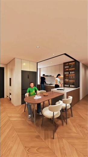 Luxurious Modular Kitchen 🤩 #shorts #homedecor #interiordesign #animation