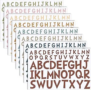 TaoBary 8 Sheets Letter Stickers Stick on Vinyl Letters Self Adhesive Letters Poster Board Capital Lettering Stickers for Mailbox Window Decorations(1 Inch, 2 Inch,Boho)