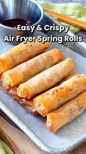 Bee | Rasa Malaysia on Instagram: "AIR FRYER SPRING ROLLS - Golden, crispy, and packed with juicy shrimp and cabbage. No deep-frying, no mess. Just 10 minutes for the perfect crunch. Serve warm with chili sauce. 🥰 Recipe link in bio or search on Rasa Malaysia! For more recipes, check out my link in bio ❤️ #airfryerspringrolls #springrolls #homemade #airfryerecipes #chineserecipes #easyrecipes #rasamalaysia #linkinbio"