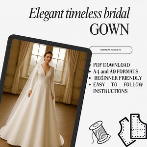 Elegant Long-sleeve V-neck Formal Dress PDF Sewing Pattern - Etsy