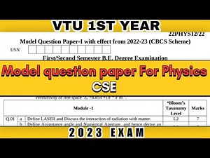 MODEL QUESTION PAPER OF PHYSICS 1ST YEAR VTU EXAM