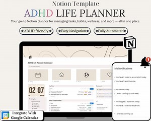ADHD Life Planner Notion Template: Digital Productivity Dashboard - Etsy