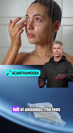 Shower with contacts? Parasites are eating your eye. #EyeHealth #Optometry #Parasite #Microscope #ScaryFacts