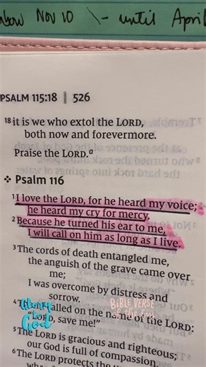 Psalm 116:1-2💕💕💕 I love the Lord for He heard my voice; He heard my cry for mercy, Because he turned his ears to me, I will call on him as long as I live..❤️❤️❤️❤️❤️❤️ #Jesus #bible #bibleverse #biblestudy #bibleverseoftheday #LoveGod #christianlife #GodsWord #inspiration #Amen #GreatIsTheLord #God | The Bible Verses