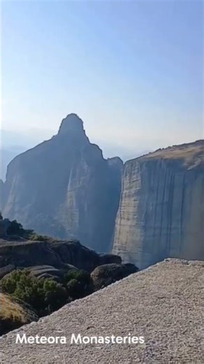 Meteora, view of Agios Stefanos and Holy Trinity monasteries, Greece
