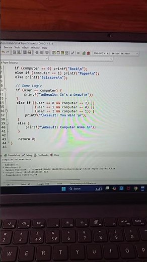 Rock Paper Scissors game using c programming #coding