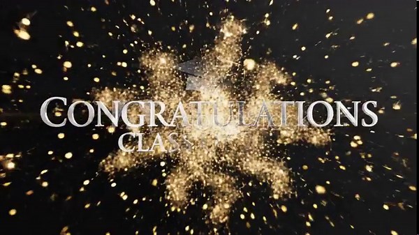 Celebratory confetti shower marking graduation of class of 2026 with festive black background
