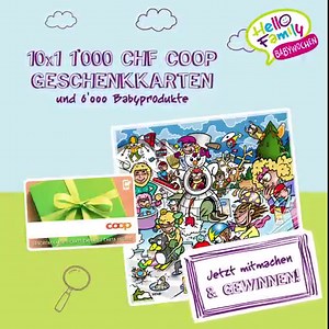 2.7K views · 21 reactions | Macht mit bei unserem grossen Babywochen-Wettbewerb auf unserer Webseite!  Zu gewinnen gibt es 10x1 Coop Geschenkkarte im Wert von CHF 1'000.– und 6'000 Gratisprodukte. Toitoitoi!  | Hello Family | Facebook