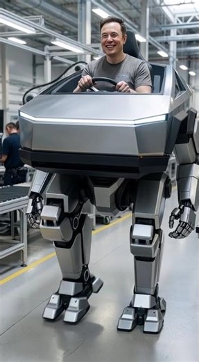 Futuristic Demo Elon Musk Test Drives the Bipedal Cybertruck Prototype in Germany #tesla #cybertruck