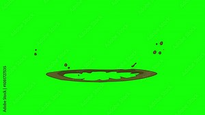 Sewer color liquid splash cartoon shape animation. 4K Green screen background (Water).