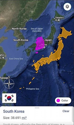 Japan vs South Korea vs North Korea-Size Comparison #japan #geography #mapping #shorts #comparison