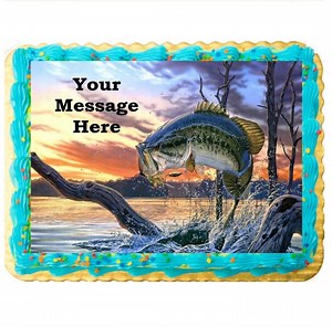 Big Mouth Bass Fishing Edible Cake Topper Image Cupcakes, Father's Day Fish Cake, Bass Cake, Bass Cupcakes, Father's Day Ideas, Bass Fishing - Etsy
