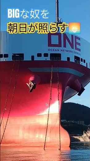 BIGな奴を朝日が照らす🌅400m級MEGAコンテナ船『ONE INSPIRATION』