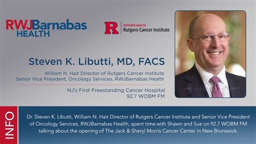 Dr. Libutti talks about Morris Cancer Center on 92.7 WOBM FM | Community Medical Center-Toms River, NJ posted on the topic | LinkedIn